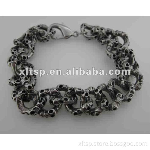 TS031 Shiny Skull Heads Casting Steel Braceles Jewelry 2012